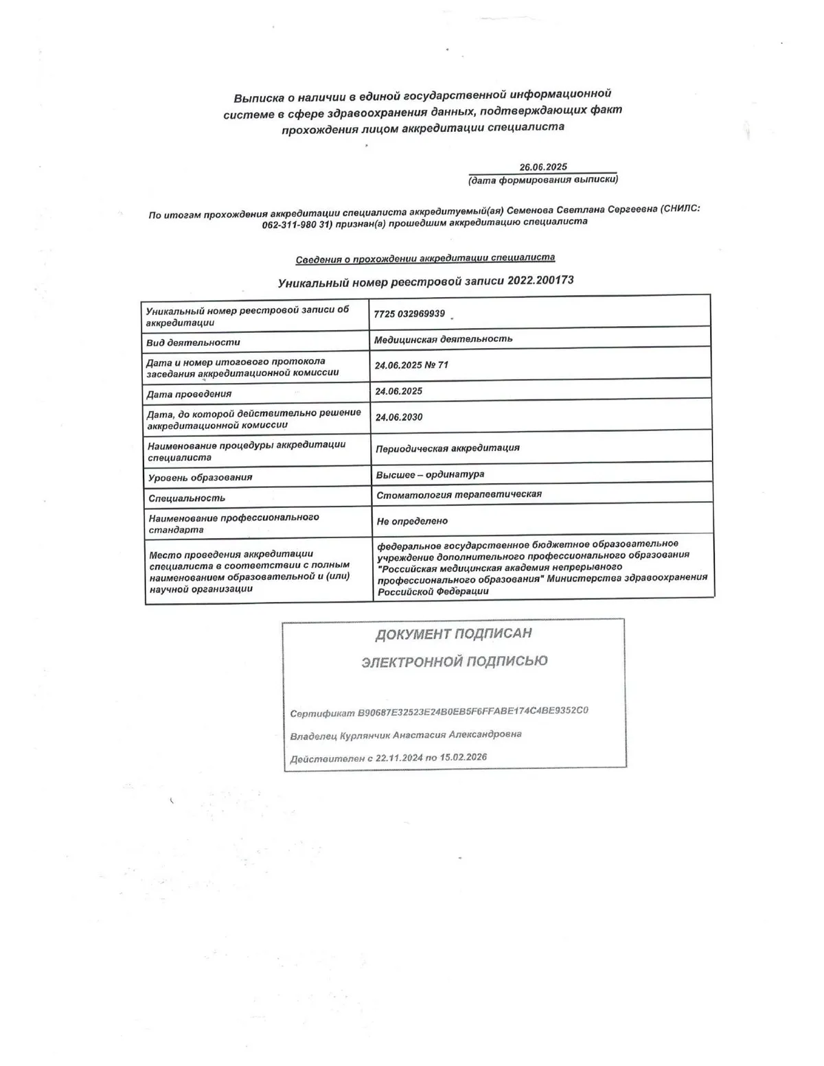 Cертификат