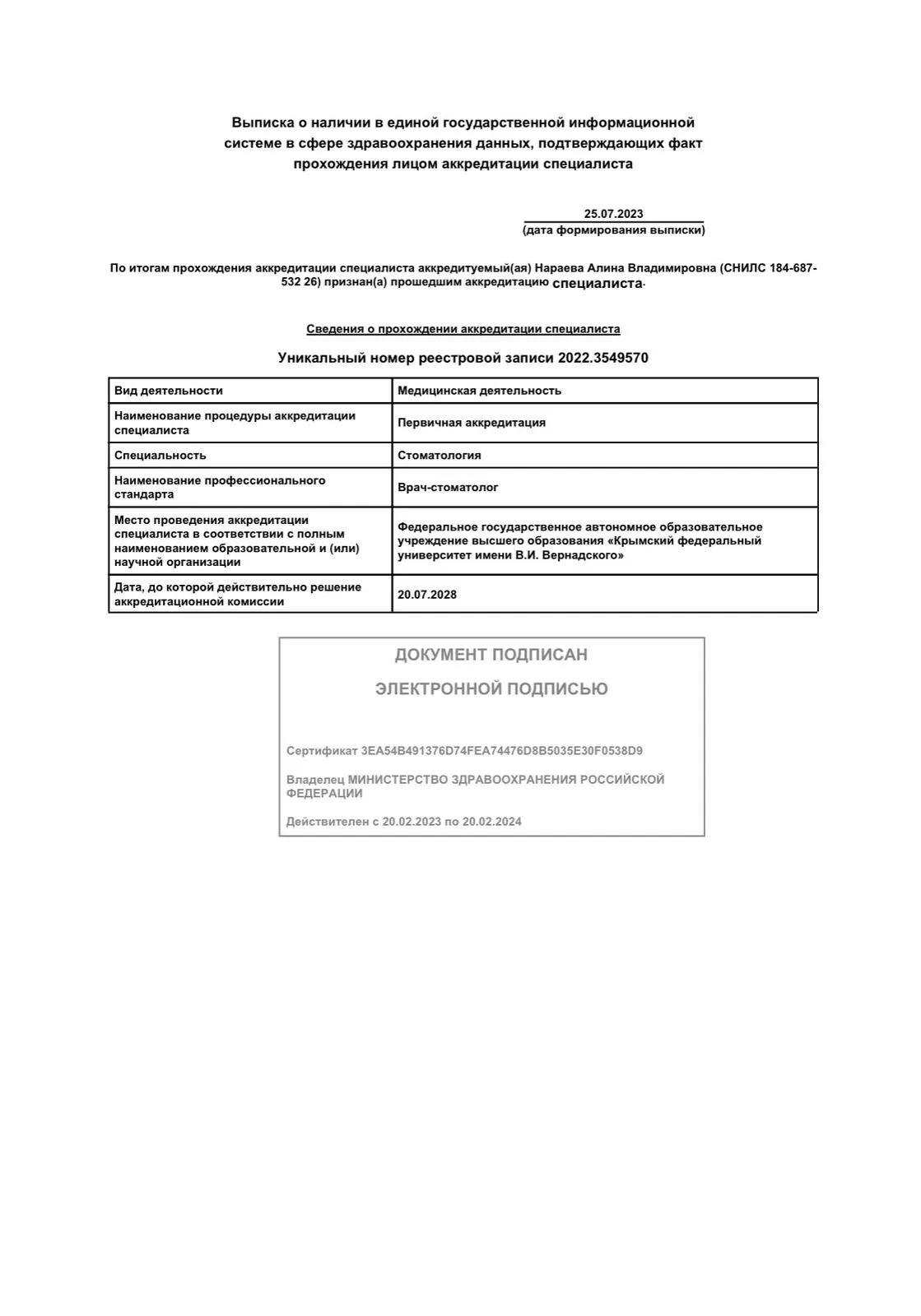 Cертификат