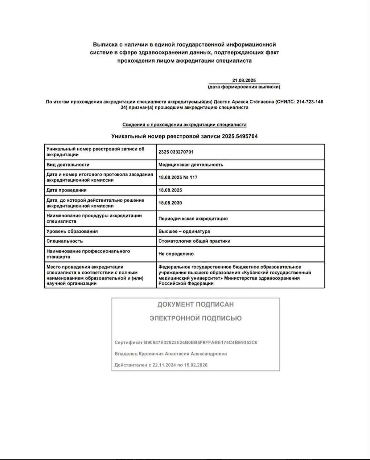 Cертификат