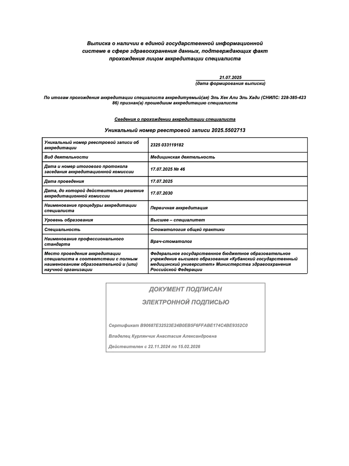 Cертификат