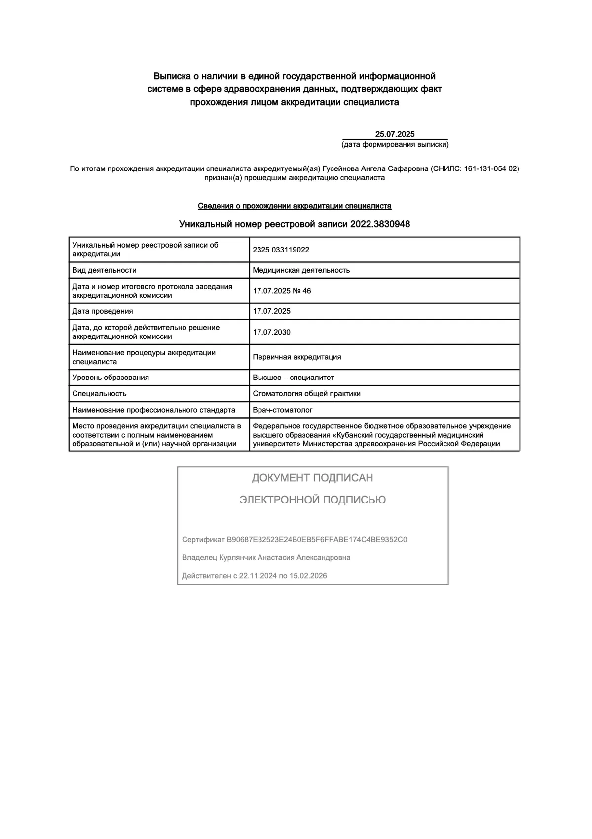 Cертификат