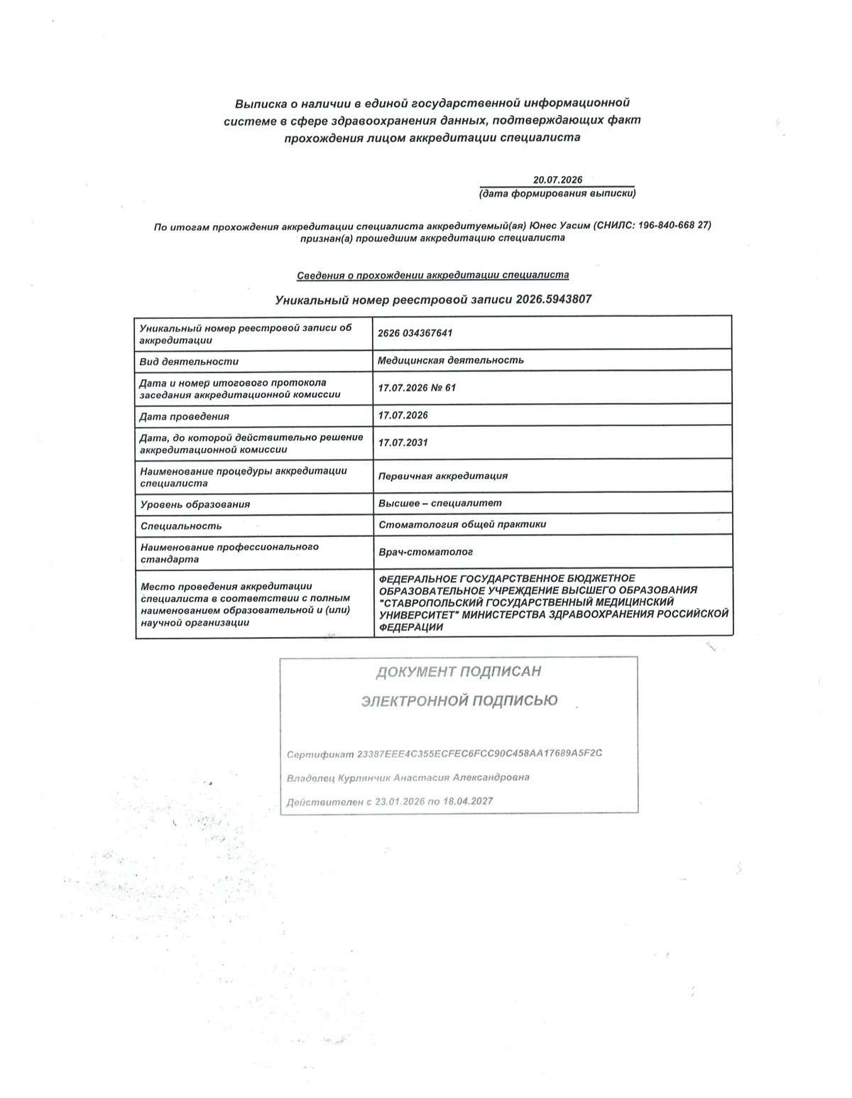 Cертификат