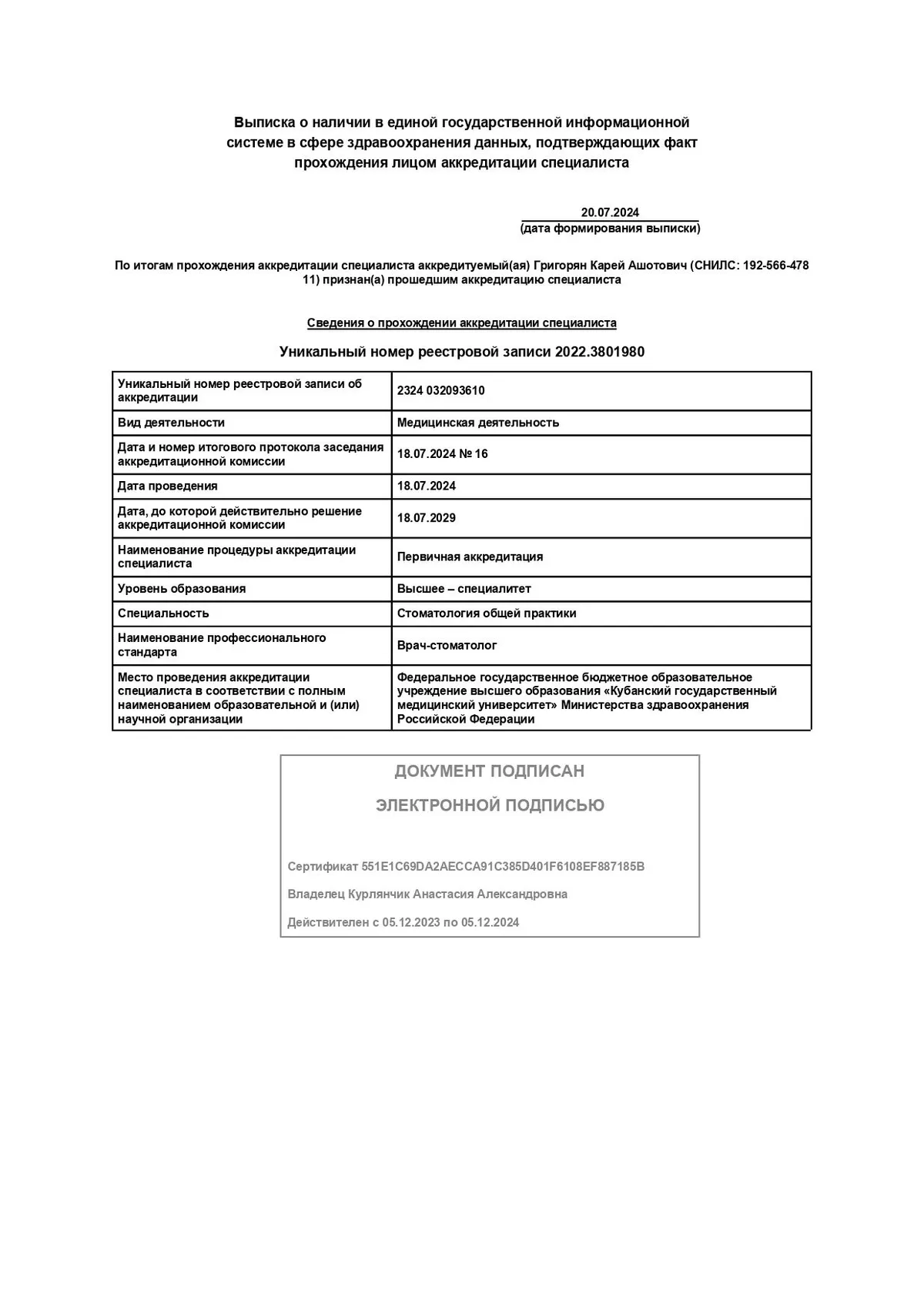 Cертификат